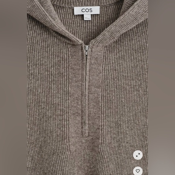 COS Knitted Merino-Yak Zip Up Hoodie in Beige Melange Size XL. NWT - Picture 5 of 13